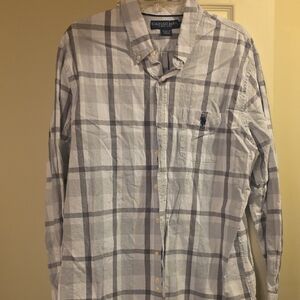 U.S. Polo Assn. Light Gray and White Checkered Shirt